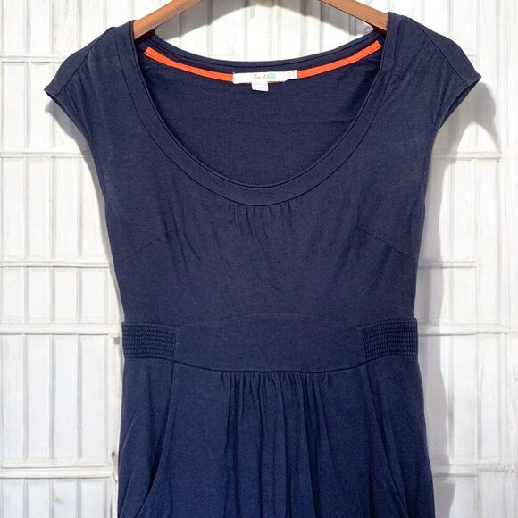Boden Stretch Midi Dress With Waist Detail & Pockets Navy Blue Size 2R - Picture 3 of 5